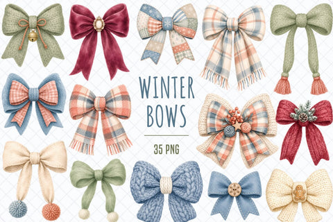 Cozy Winter Bows Clipart Sublimation TanyaPrintDesign 