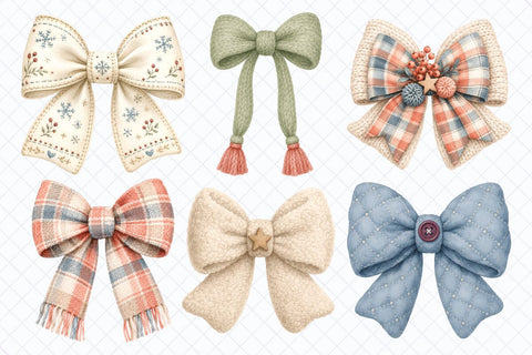 Cozy Winter Bows Clipart Sublimation TanyaPrintDesign 