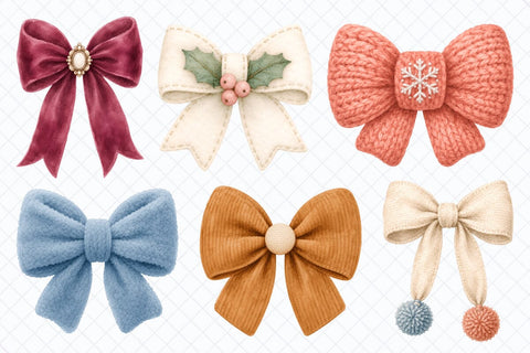 Cozy Winter Bows Clipart Sublimation TanyaPrintDesign 