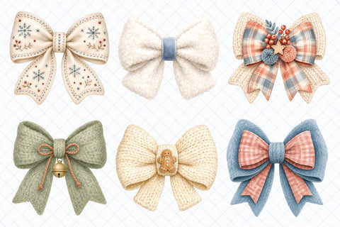 Cozy Winter Bows Clipart Sublimation TanyaPrintDesign 
