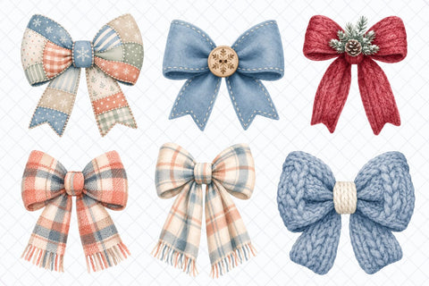 Cozy Winter Bows Clipart Sublimation TanyaPrintDesign 