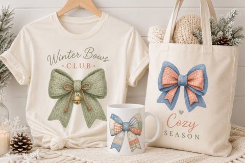 Cozy Winter Bows Clipart Sublimation TanyaPrintDesign 