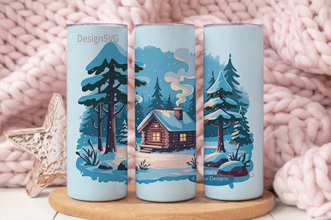 Cozy Winter Cabin 20oz Tumbler Wrap Sublimation DesignSVG 