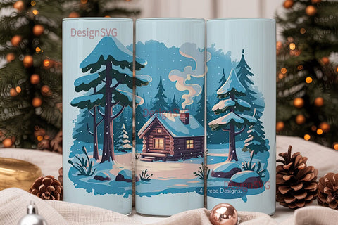 Cozy Winter Cabin 20oz Tumbler Wrap Sublimation DesignSVG 