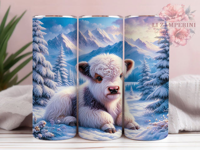 Cozy Winter Highland Cow Tumbler, Cute Animal Wrap, Festive Cow Sublimation, Holiday Farm Cup, 20Oz Skinny Tumbler Wrap, Rustic Cow Mug, Cozy Winter Design Sublimation Li Zamperini 