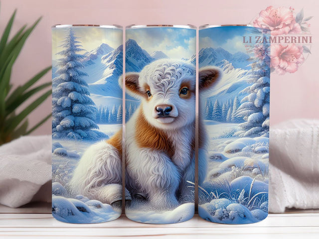 Cozy Winter Highland Cow Tumbler, Cute Animal Wrap, Festive Cow Sublimation, Holiday Farm Cup, 20Oz Skinny Tumbler Wrap, Rustic Cow Mug, Cozy Winter Design Sublimation Li Zamperini 