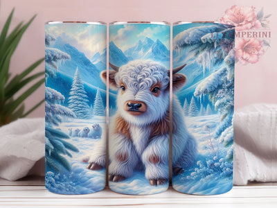 Cozy Winter Highland Cow Tumbler, Cute Animal Wrap, Festive Cow Sublimation, Holiday Farm Cup, 20Oz Skinny Tumbler Wrap, Rustic Cow Mug, Cozy Winter Design Sublimation Li Zamperini 