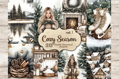 Cozy Winter Junk Journal Kit | Hygge Christmas Ephemera SVG GlamArtZhanna 