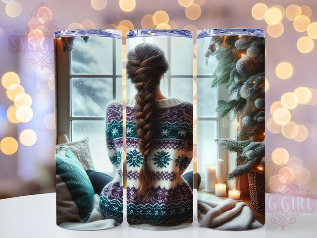 Cozy Winter Knitting Christmas Tumbler, Cozy Yarn Sublimation Design, Knitting Scene Christmas Wrap, 20oz Skinny Tumbler Wrap, Handmade Holiday Drinkware, Cute Knitting Winter Wrap, Festive Yarn Sublimation Sublimation SvggirlplusArt 