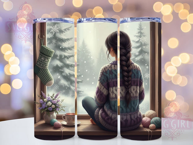 Cozy Winter Knitting Christmas Tumbler, Cozy Yarn Sublimation Design, Knitting Scene Christmas Wrap, 20oz Skinny Tumbler Wrap, Handmade Holiday Drinkware, Cute Knitting Winter Wrap, Festive Yarn Sublimation Sublimation SvggirlplusArt 