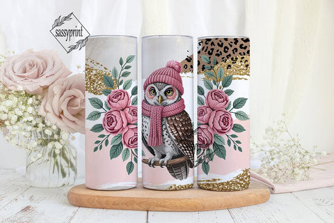 Cozy Winter Owl 20oz Tumbler Wrap Sublimation sassyprint 
