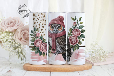 Cozy Winter Owl 20oz Tumbler Wrap Sublimation sassyprint 