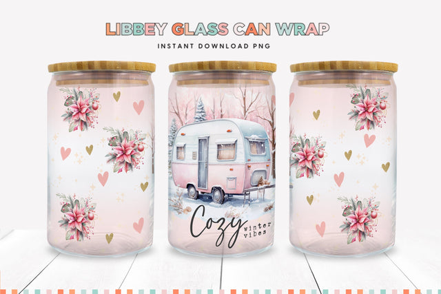 Cozy Winter Vibes Christmas Libbey Can Sublimation Sublimation BijouBay 