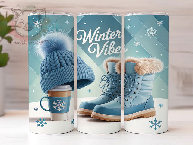 Cozy Winter Vibes Tumbler, Cozy Winter Wrap, Holiday Vibes Sublimation, 20oz Winter Tumbler, Festive Winter Art, Seasonal Cozy Mug, Whimsical Holiday Cup Sublimation Lara' s Designs 
