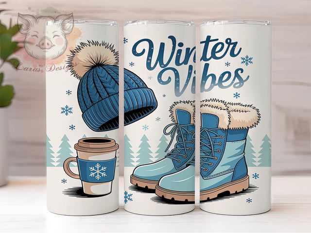 Cozy Winter Vibes Tumbler, Cozy Winter Wrap, Holiday Vibes Sublimation, 20oz Winter Tumbler, Festive Winter Art, Seasonal Cozy Mug, Whimsical Holiday Cup Sublimation Lara' s Designs 