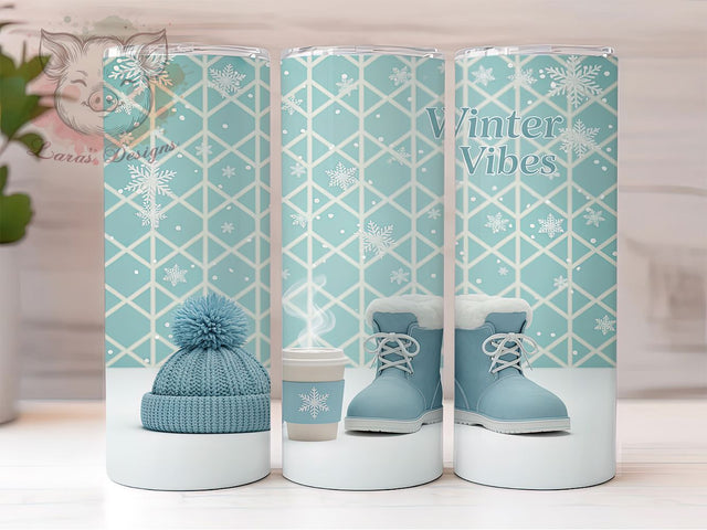 Cozy Winter Vibes Tumbler, Cozy Winter Wrap, Holiday Vibes Sublimation, 20oz Winter Tumbler, Festive Winter Art, Seasonal Cozy Mug, Whimsical Holiday Cup Sublimation Lara' s Designs 