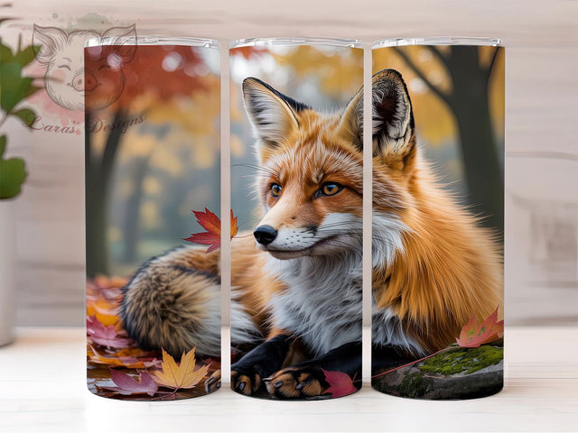Cozy Woodland Fox Fall Tumbler Wrap, Fall Tumbler Png, 20oz Skinny Tumbler, Woodland Animal Tumbler, Sublimation Download, Autumn Tumbler Design, Cozy Forest Tumbler Sublimation Lara' s Designs 