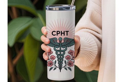 CPhT Floral Tumbler Wrap Sublimation DesignSVG 