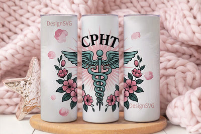 CPhT Floral Tumbler Wrap Sublimation DesignSVG 
