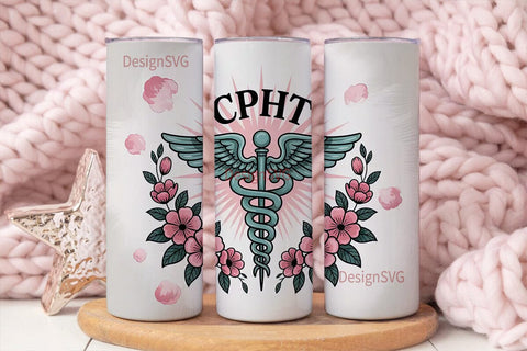 CPhT Floral Tumbler Wrap Sublimation DesignSVG 