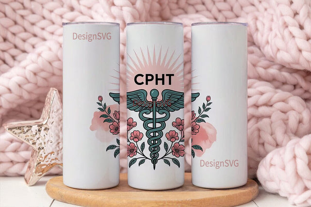 CPhT Floral Tumbler Wrap Sublimation DesignSVG 