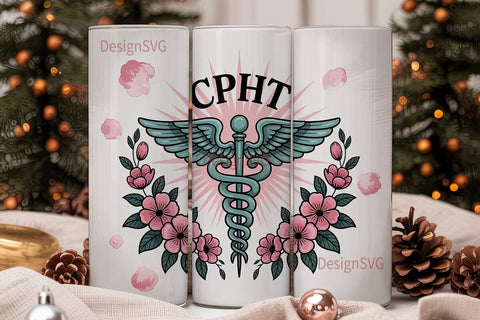 CPhT Floral Tumbler Wrap Sublimation DesignSVG 