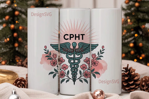 CPhT Floral Tumbler Wrap Sublimation DesignSVG 