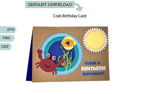 Crab Birthday Card | Ocean-Themed Paper Cut File SVG Sharia Morton Designs 