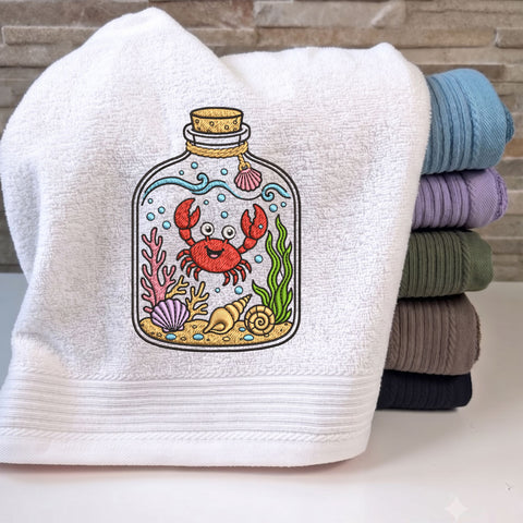 Crab in a Bottle Embroidery Design – Cute Under the Sea Ocean Marine Life Machine Embroidery File, 9 Sizes Embroidery/Applique DESIGNS PatternFeed8 