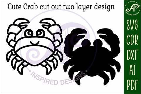 Crab two layer cut out laser cut wall art SVG APInspireddesigns 
