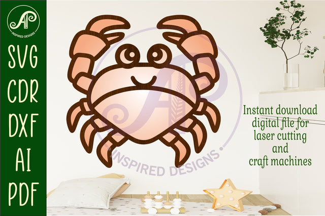 Crab two layer cut out laser cut wall art SVG APInspireddesigns 