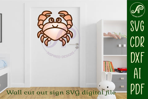 Crab two layer cut out laser cut wall art SVG APInspireddesigns 