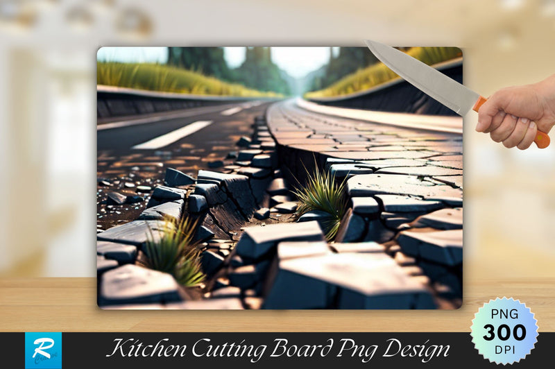 Crack Road Background Cutting Board Sublimation Regulrcrative 