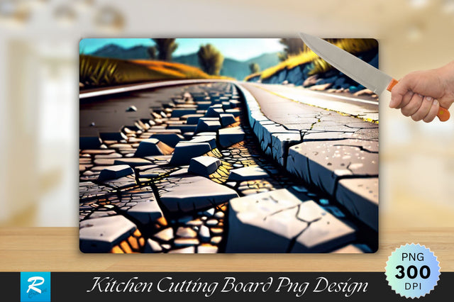 Crack Road Background Cutting Board Sublimation Regulrcrative 
