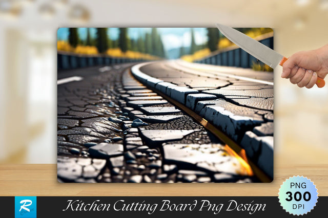 Crack Road Background Cutting Board Sublimation Regulrcrative 