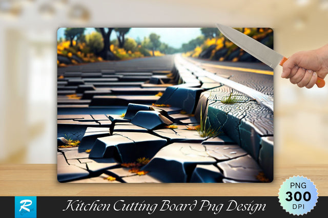 Crack Road Background Cutting Board Sublimation Regulrcrative 