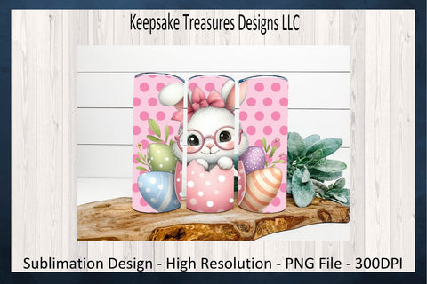 Cracked Bunny Easter Egg 20oz Straight Tumbler Wrap, Bunny Car Coaster, Sublimation PNG, Spring Car Coaster Template, Digital Download, PNG Sublimation Keepsake Treasures Designs LLC. 