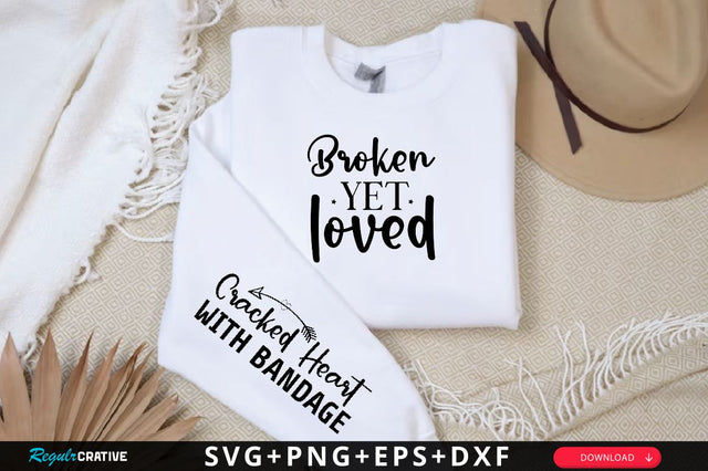 Cracked Heart with Bandage Sleeve SVG Design, Christian Sleeve SVG, Faith SVG Design, Jesus Sleeve SVG SVG Regulrcrative 