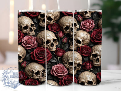 Cracked Skull Roses 20oz Tumbler, Cracked Skull, Skull Roses, Roses Tumbler, 20oz Tumbler, Skull Tumbler, Gothic Tumbler, Tumbler Wrap Sublimation ToriDesigns 