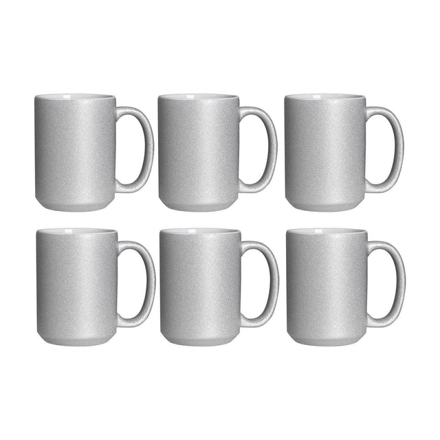 Craft Express 6 Pack 15oz Silver Glitter Sublimation Mugs | Blanks for Sublimation Physical Craft Express 