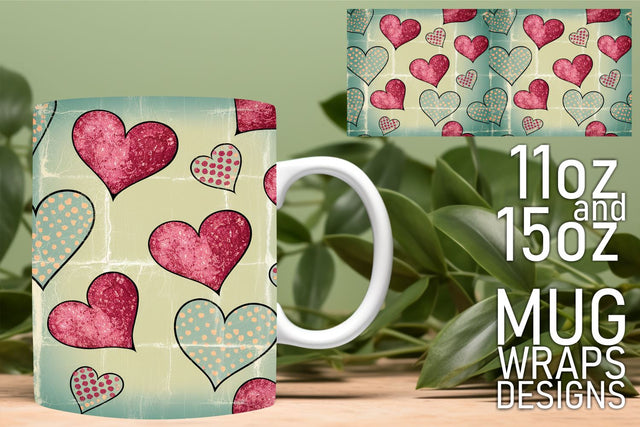 Craft personalized mugs, beautiful wraps for sublimation! , Heart Sublimation HoodArtCraft 