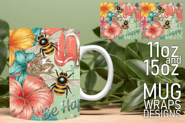 Craft personalized mugs, vibrant designs for sublimation! , Bee Sublimation HoodArtCraft 