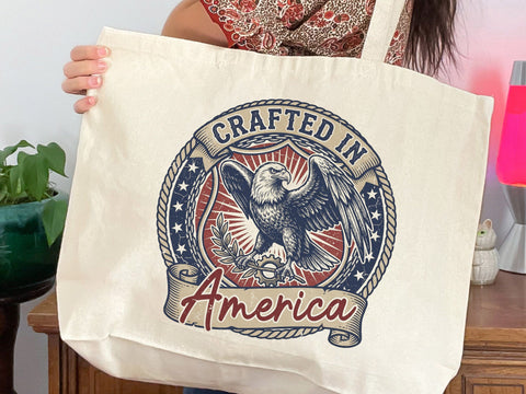 Crafted In America PNG, Patriotic Eagle Vintage Design SVG DesignDestine 