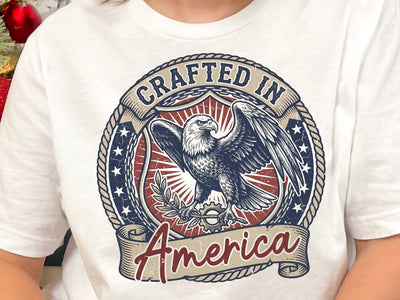Crafted In America PNG, Patriotic Eagle Vintage Design SVG DesignDestine 
