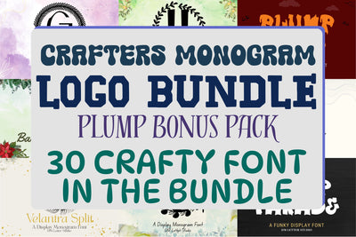 Crafters Monogram Logo Bundle + Plump Bonus Pack Font Dm Letter Studio 