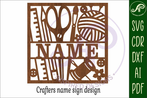 Crafters name sign svg laser cut design or card SVG APInspireddesigns 