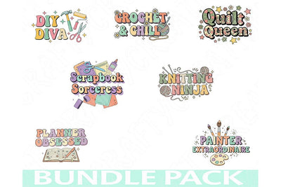 Crafting & Hobby Png Bundle, Funny Crafter Quotes, Crochet Knitting Scrapbook Clipart, Hobby Enthusiast Sublimation Designs, DIY Craft Pngs SVG TiffsCraftyCreations 
