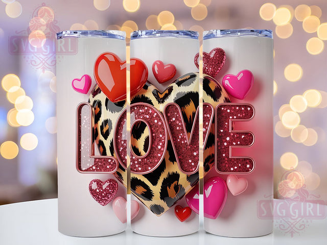 Crafty Glitter Hearts Tumbler, Glitter Hearts Wrap, Leopard Print Cup, 20oz Sublimation Wrap, Stylish Leopard Design Tumbler, Artistic Glitter Heart Cup, Bold Crafty Love Theme Wrap Sublimation SvggirlplusArt 