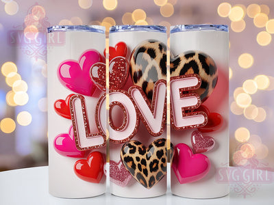 Crafty Glitter Hearts Tumbler, Glitter Hearts Wrap, Leopard Print Cup, 20oz Sublimation Wrap, Stylish Leopard Design Tumbler, Artistic Glitter Heart Cup, Bold Crafty Love Theme Wrap Sublimation SvggirlplusArt 
