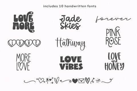 Crafty Love Font Bundle - 10 Cute Fonts Font KA Designs 